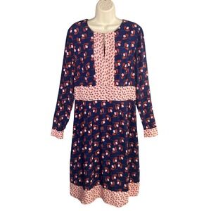 Elegant Blue and Pink Patterned Dress